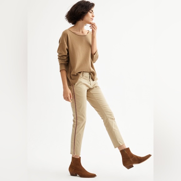 Nili Lotan East Hampton Desert Sand Cropped Side Stripe Tape Pant Size 2 - Picture 4 of 13